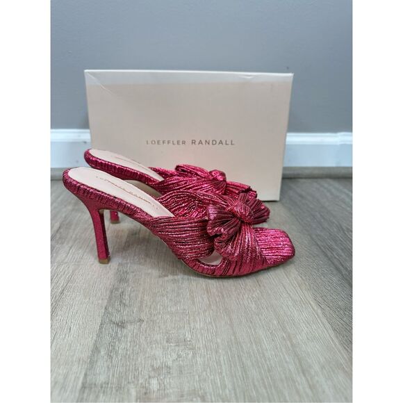 Loeffler Randall Claudia Pleated Skinny-Heel Mules Size 8 $395 - Picture 10 of 12